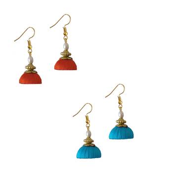 Multicolor combo silk thread earrings 1