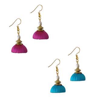 Multicolor combo silk thread earrings 1