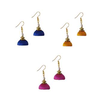 Multicolor combo silk thread earrings 1