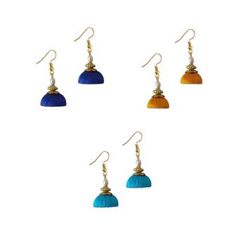 Multicolor combo silk thread earrings 1