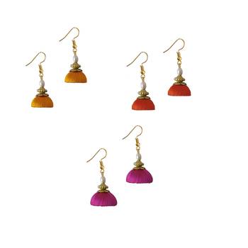 Multicolor combo silk thread earrings 1