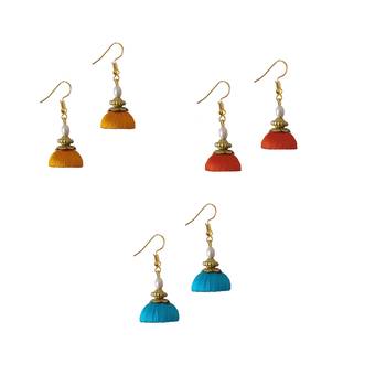 Multicolor combo silk thread earrings 1