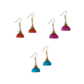 Multicolor combo silk thread earrings 1