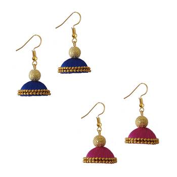 Multicolor combo silk thread earrings 1