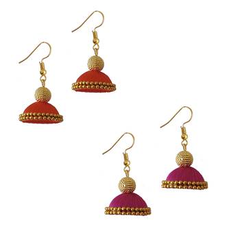 Multicolor combo silk thread earrings 1