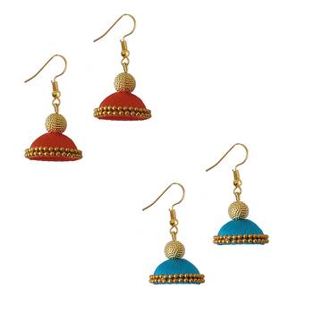 Multicolor combo silk thread earrings 1
