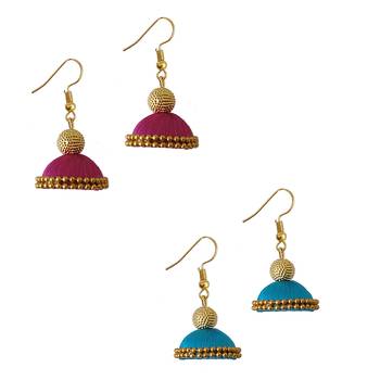 Multicolor combo silk thread earrings 1