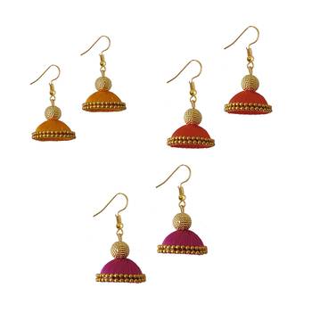 Multicolor combo silk thread earrings 1