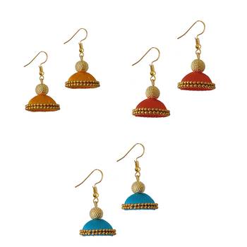Multicolor combo silk thread earrings 1