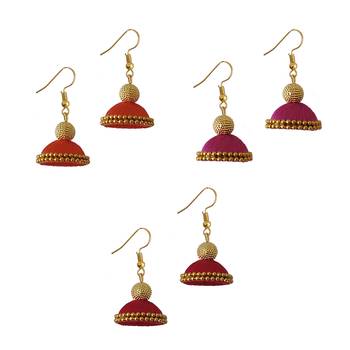 Multicolor combo silk thread earrings 1