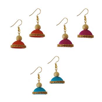 Multicolor combo silk thread earrings 1