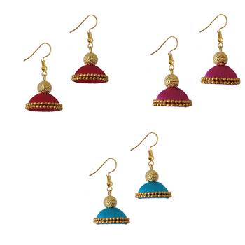 Multicolor combo silk thread earrings 1