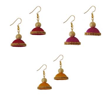 Multicolor combo silk thread earrings 1