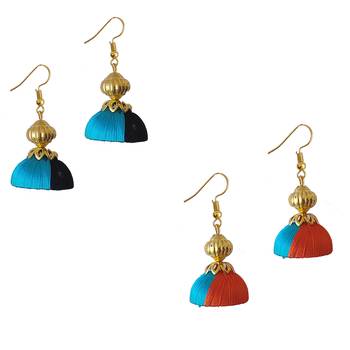 Multicolor combo silk thread earrings 1
