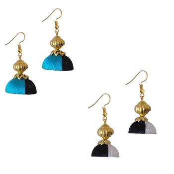 Multicolor combo silk thread earrings 1