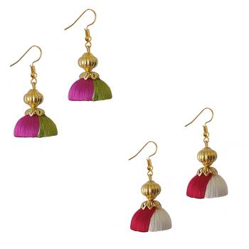 Multicolor combo silk thread earrings 1