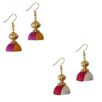 Multicolor combo silk thread earrings 1