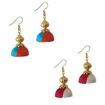 Multicolor combo silk thread earrings 1