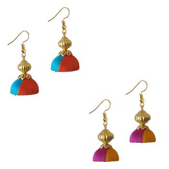 Multicolor combo silk thread earrings 1