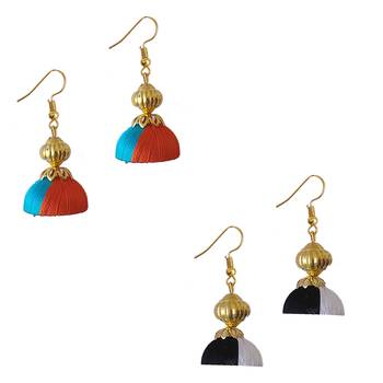 Multicolor combo silk thread earrings 1
