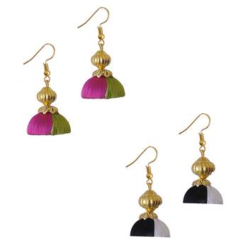 Multicolor combo silk thread earrings 1