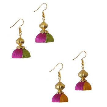 Multicolor combo silk thread earrings 1