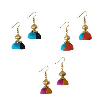 Multicolor combo silk thread earrings 1
