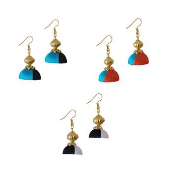 Multicolor combo silk thread earrings 1