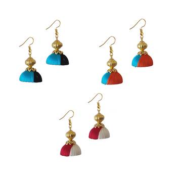 Multicolor combo silk thread earrings 1