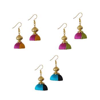 Multicolor combo silk thread earrings 1
