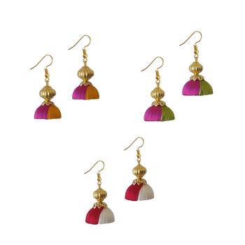 Multicolor combo silk thread earrings 1