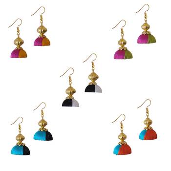 Multicolor combo silk thread earrings 1