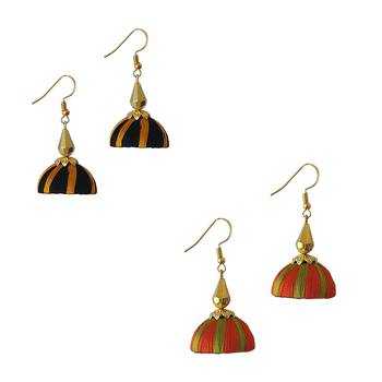Multicolor combo silk thread earrings 1