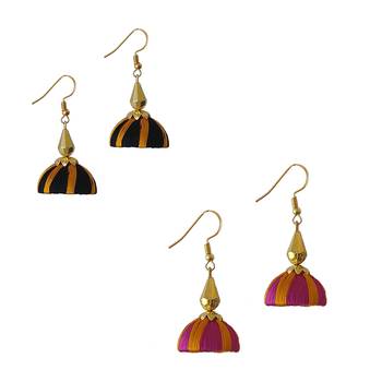 Multicolor combo silk thread earrings 1