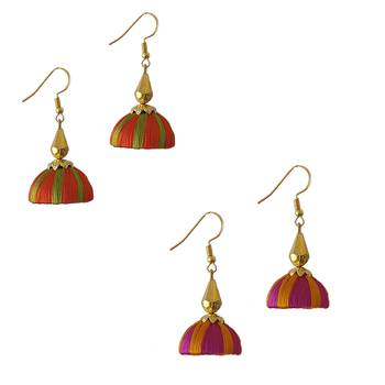 Multicolor combo silk thread earrings 1