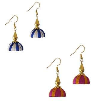 Multicolor combo silk thread earrings 1