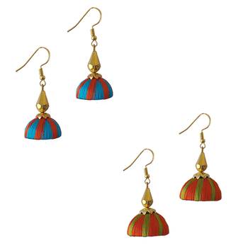 Multicolor combo silk thread earrings 1