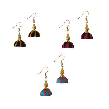 Multicolor combo silk thread earrings 1