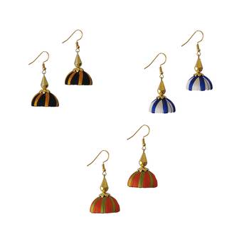 Multicolor combo silk thread earrings 1