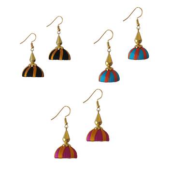 Multicolor combo silk thread earrings 1