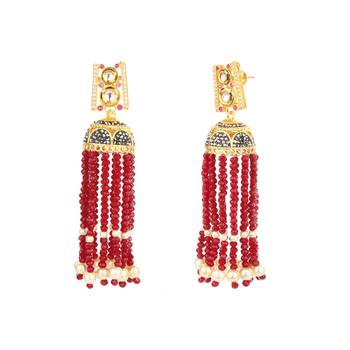 Designer Partywear Red Onyx Designer Long Necklace Sets 3