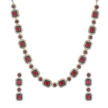 Red Victoria Cubic Zirconia Necklace Sets 2