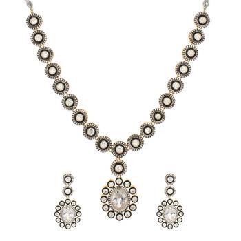 Silver Victoria Designer Cubic Zirconia Necklace Sets 3