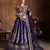 Navy Blue Dori and Sequins Embroidered Raw Silk Indian Wedding Lehenga Choli Set