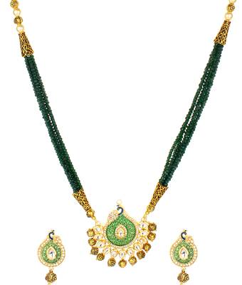 Green Peacock Onyx Necklace Sets 2