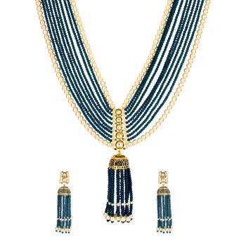Royal Blue Designer Kundan  Onyx Necklace Sets 2