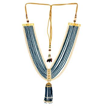 Royal Blue Designer Kundan  Onyx Necklace Sets 3