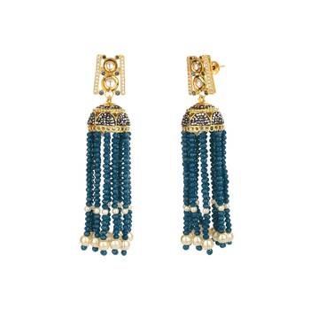 Royal Blue Designer Kundan  Onyx Necklace Sets 4