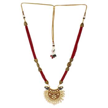 Designer Women Maroon Jaipuri  Onyx Necklace Sets 2
