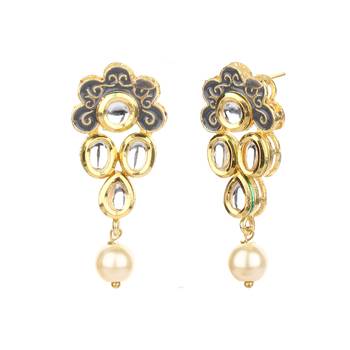 Grey Kundan Royal  Onyx Necklace Sets 3